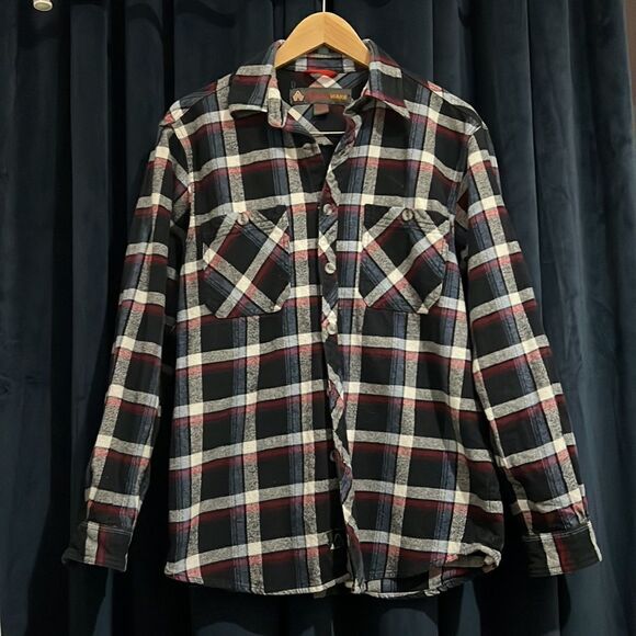 Mens Plaid Flannel Button Up Shirt Blue Size Medium - Picture 2 of 3